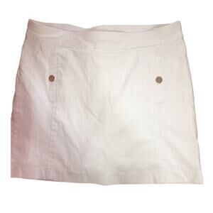 Briggs Size XL White Denim Skirt W Lots of Stretch, Cute Gold Snap Slip Pockets